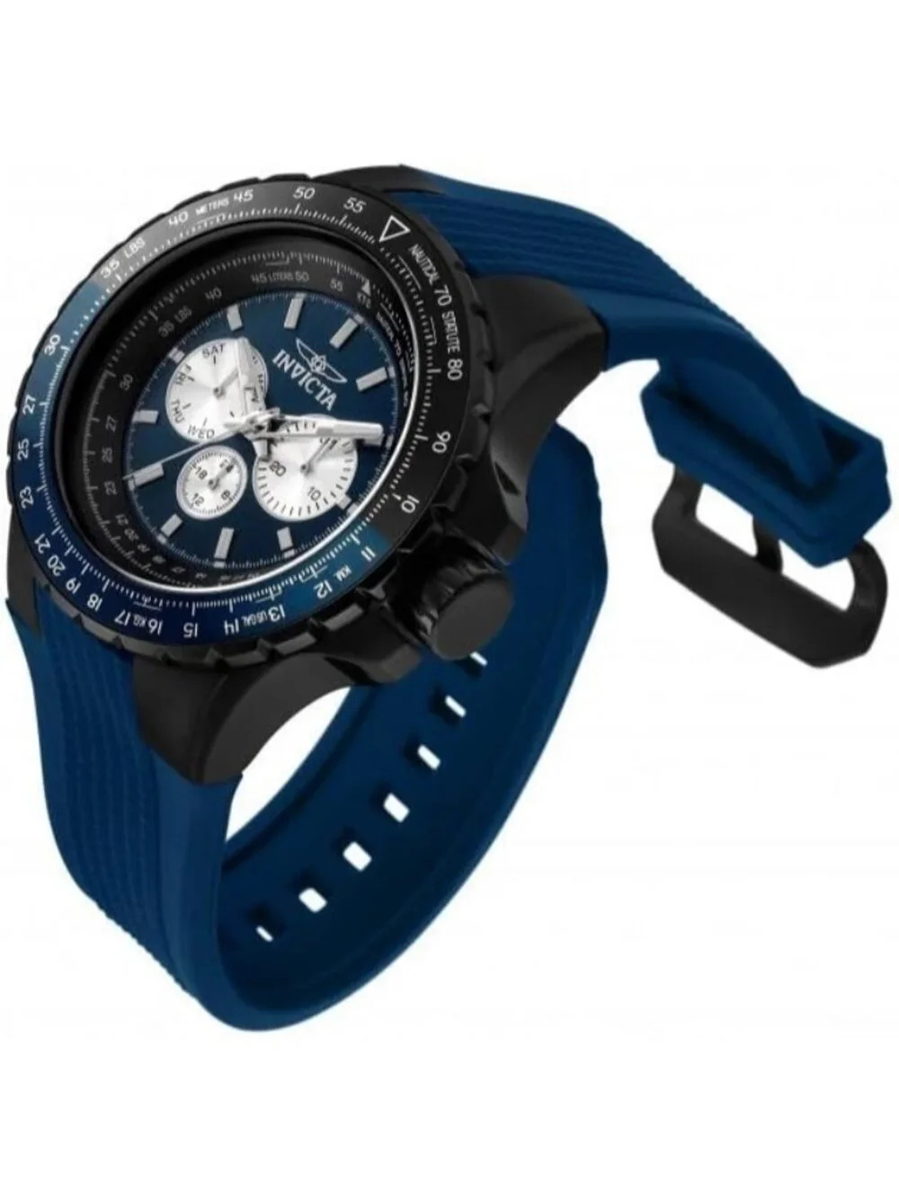 Men's Blue Rubber Band Solid Aviator Analog Quartz Swimming Luminous Round Watch